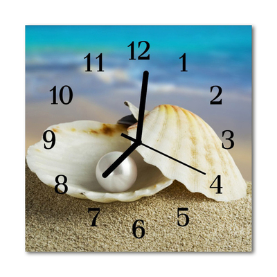 Glass Kitchen Clock Shells pearl nature multi-coloured