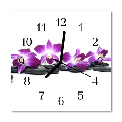 Glass Kitchen Clock Orchid flowers & plants purple