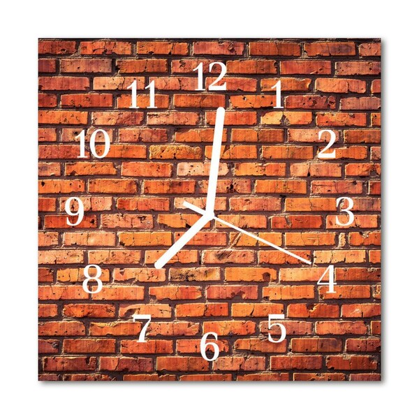 Glass Kitchen Clock Brick Wall Architecture Red