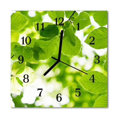 Glass Kitchen Clock Leaves flowers & plants green