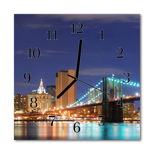 Glass Kitchen Clock Skyline bridge city multi-coloured