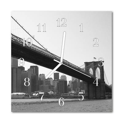 Glass Kitchen Clock Bridge Architecture Black & White