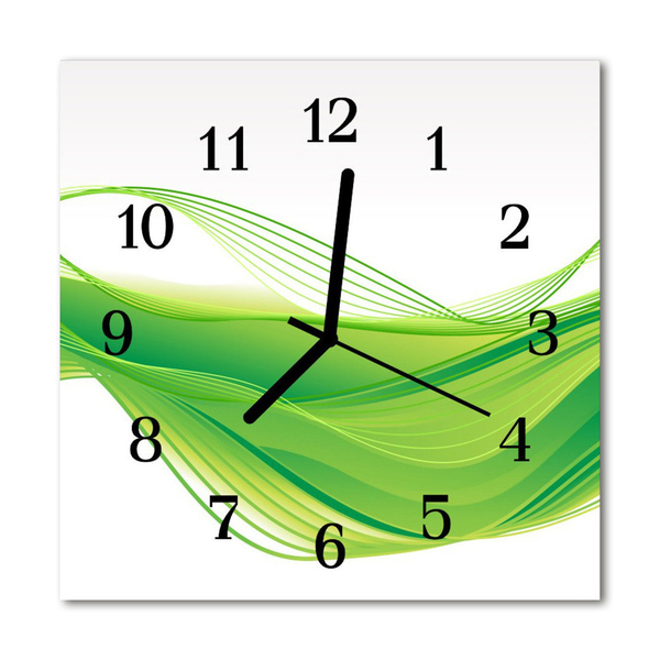 Glass Kitchen Clock Abstract lines art green