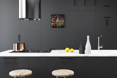 Glass Kitchen Clock Skyline City Multi-Coloured