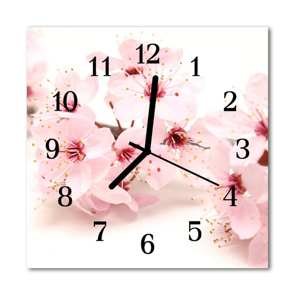 Glass Kitchen Clock Blossoms flowers & plants pink