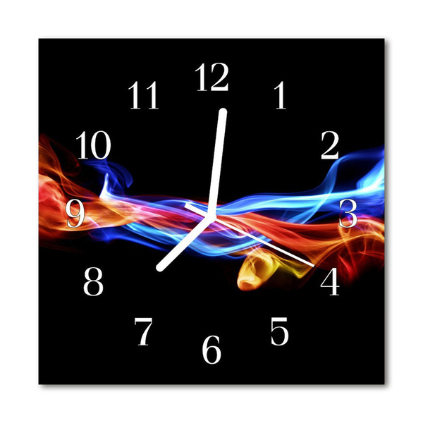 Glass Kitchen Clock Abstract Smoke Art Multi-Coloured