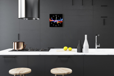 Glass Kitchen Clock Abstract Smoke Art Multi-Coloured