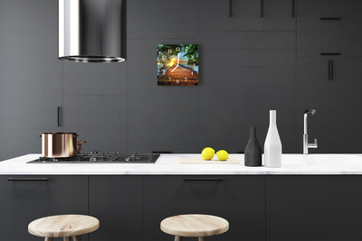 Glass Kitchen Clock Web Landscape Multi-Coloured