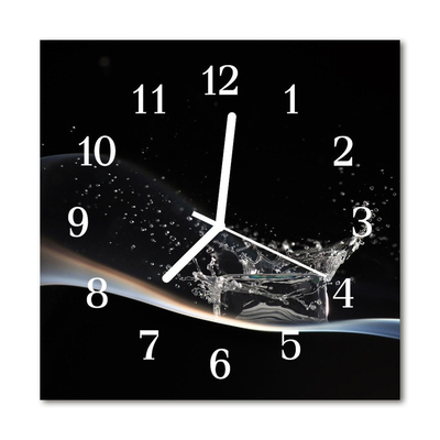 Glass Kitchen Clock Water Nature Black