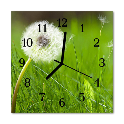 Glass Kitchen Clock Dandelion flowers & plants green