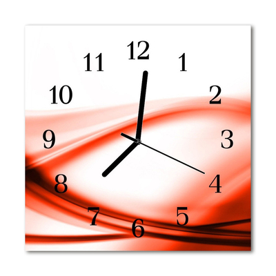 Glass Kitchen Clock Abstract lines art red