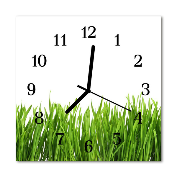 Glass Kitchen Clock Grass flowers & plants green