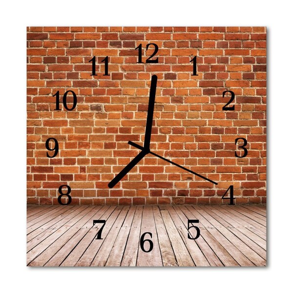 Glass Kitchen Clock Brick wall architecture red