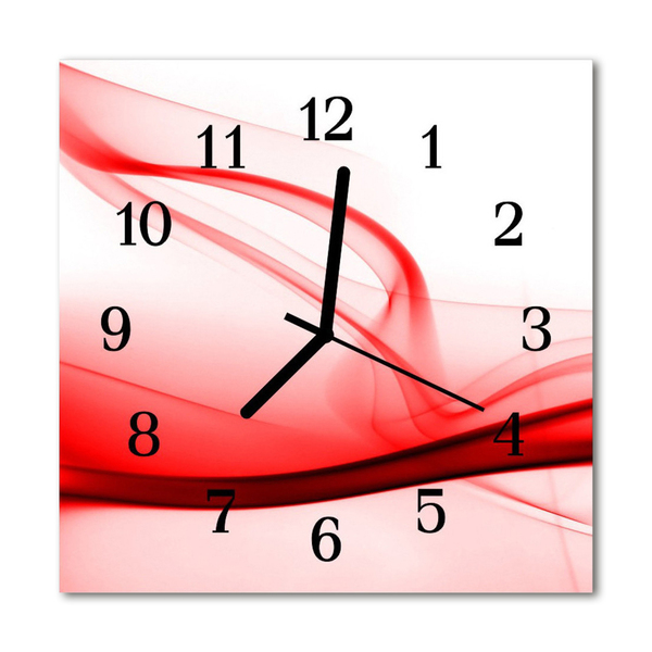 Glass Kitchen Clock Abstract lines art red