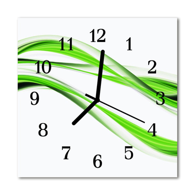 Glass Kitchen Clock Abstract lines art green