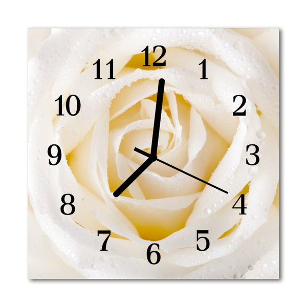 Glass Kitchen Clock Rose flowers & plants beige