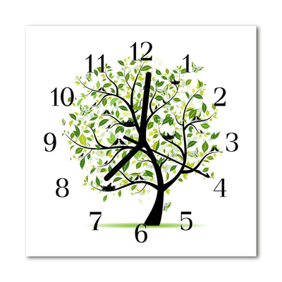 Glass Kitchen Clock Tree flowers & plants multi-coloured