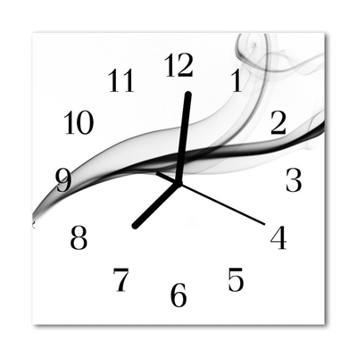 Glass Kitchen Clock Abstract smoke art black, white