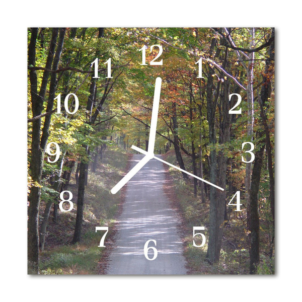 Glass Kitchen Clock Forest Path Landscape Multi-Coloured