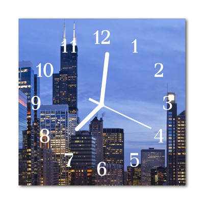 Glass Kitchen Clock Skyline City Multi-Coloured