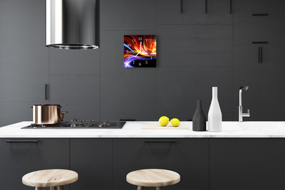 Glass Kitchen Clock Abstract Art Art Multi-Coloured