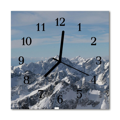 Glass Kitchen Clock Mountains landscape blue, white