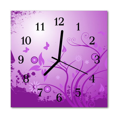 Glass Kitchen Clock Flowers art flowers & plants purple