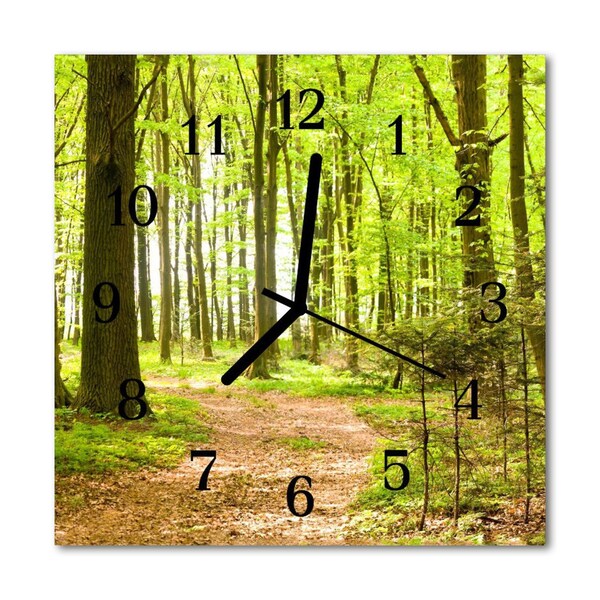 Glass Kitchen Clock Forest nature green