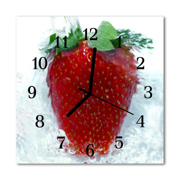 Glass Kitchen Clock Strawberry kitchen red