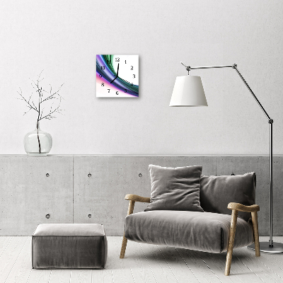 Glass Kitchen Clock Abstract lines art multi-coloured