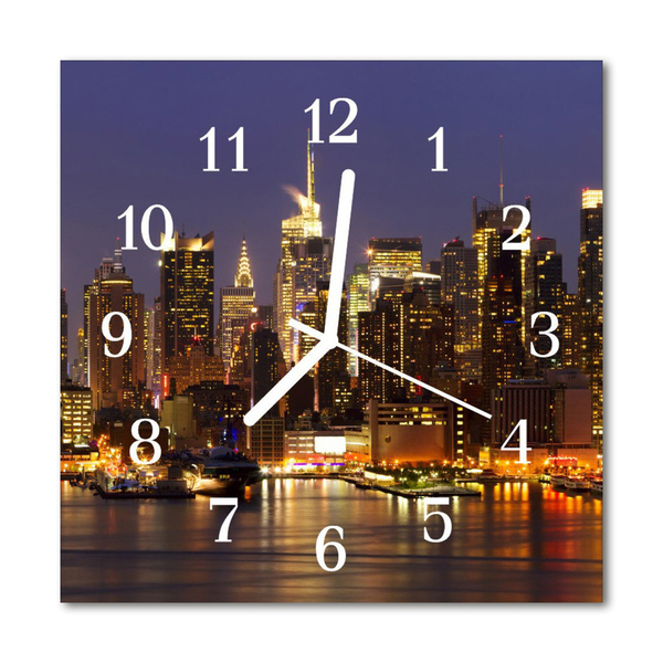 Glass Kitchen Clock Skyline City Multi-Coloured