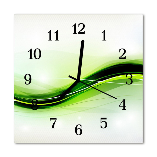 Glass Kitchen Clock Abstract lines art green