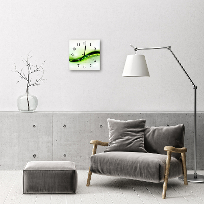 Glass Kitchen Clock Abstract lines art green