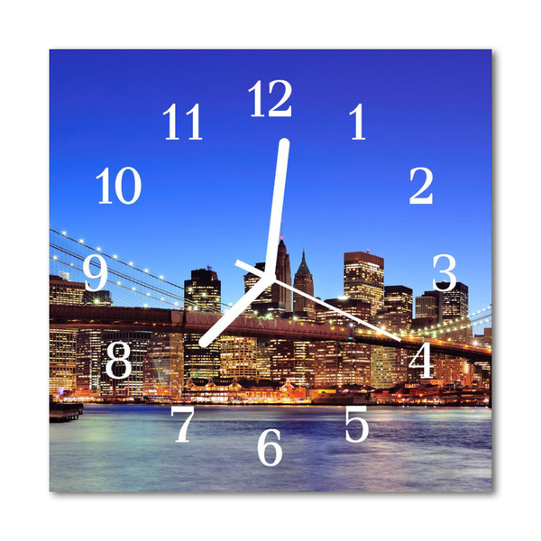 Glass Kitchen Clock Skyline Bridge City Multi-Coloured