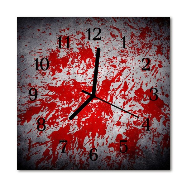 Glass Kitchen Clock Stains art red