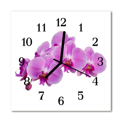 Glass Kitchen Clock Orchid flowers & plants pink