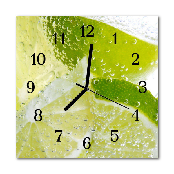 Glass Kitchen Clock Limes water kitchen green