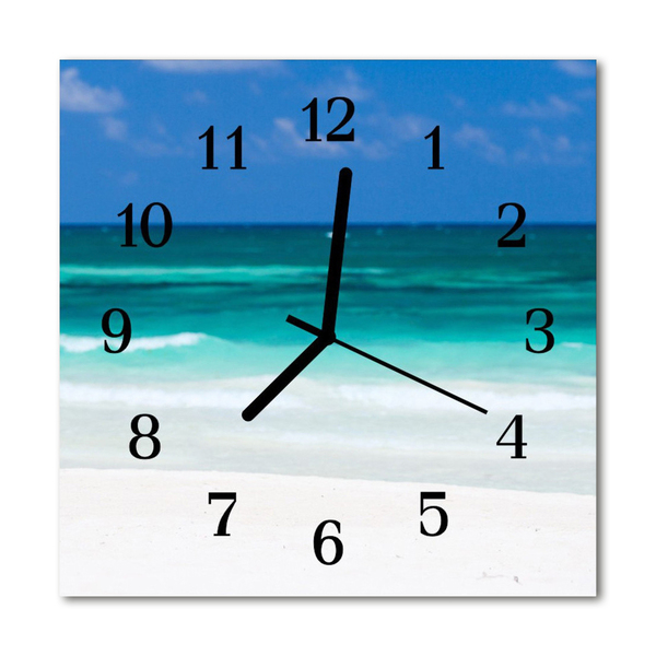 Glass Kitchen Clock Beach sea landscape blue