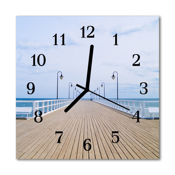 Glass Kitchen Clock Pier landscape multi-coloured