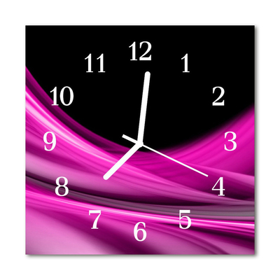 Glass Kitchen Clock Abstract Lines Art Black, Purple