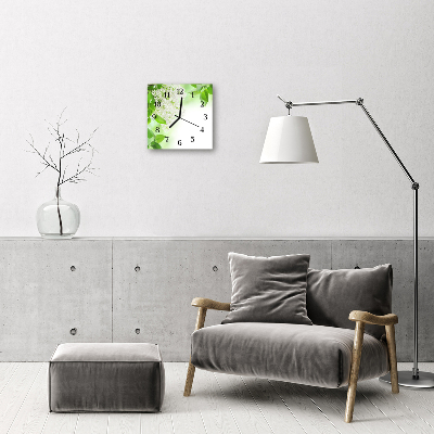 Glass Kitchen Clock Leaves flowers & plants green