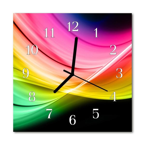 Glass Kitchen Clock Abstract Lines Art Multi-Coloured