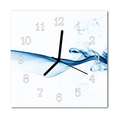 Glass Kitchen Clock Abstract Smoke Art Blue