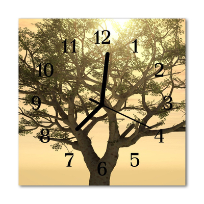 Glass Kitchen Clock Tree flowers & plants beige