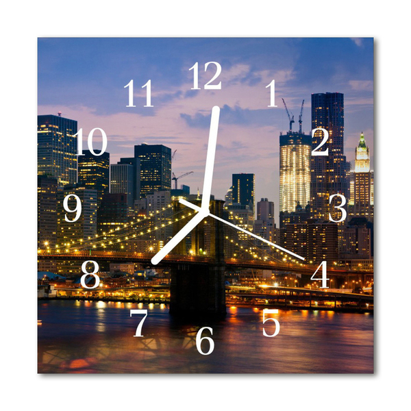 Glass Kitchen Clock Skyline Bridge City Multi-Coloured