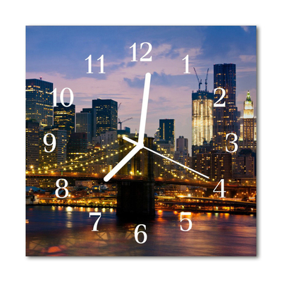 Glass Kitchen Clock Skyline Bridge City Multi-Coloured