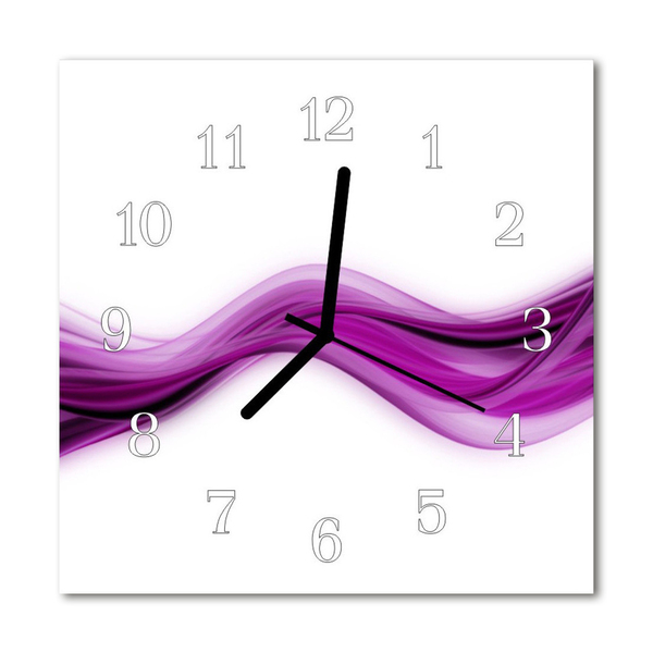 Glass Kitchen Clock Abstract Lines Art Purple