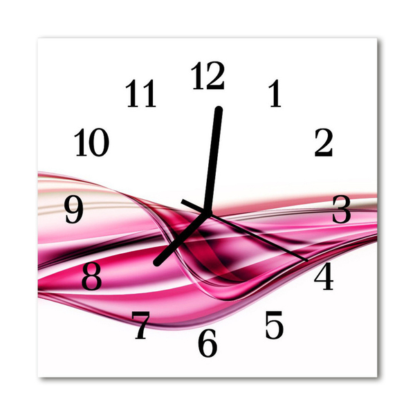 Glass Kitchen Clock Abstract lines art pink