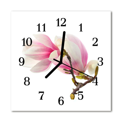 Glass Kitchen Clock Magnolia blossom flowers & plants pink