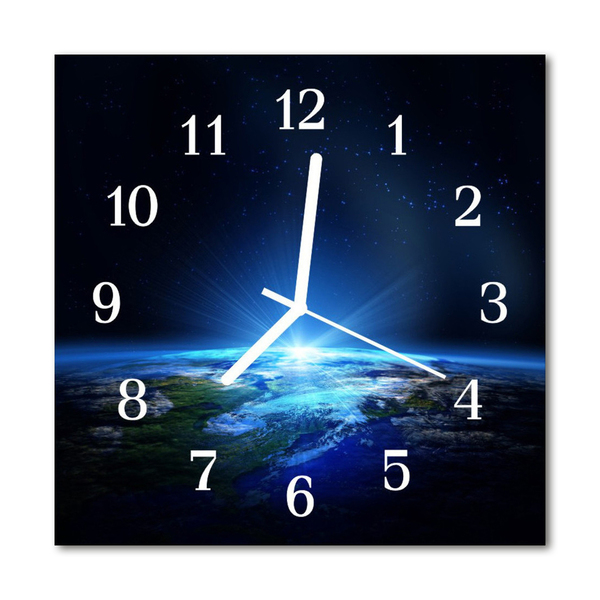 Glass Kitchen Clock Earth Universe Space Blue